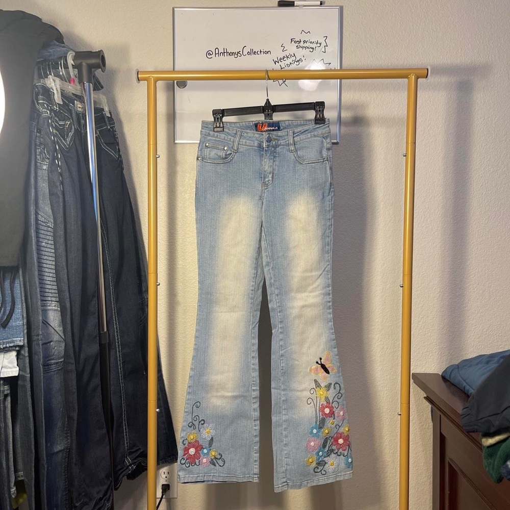 U jeans cyber y2k wide bottom jeans